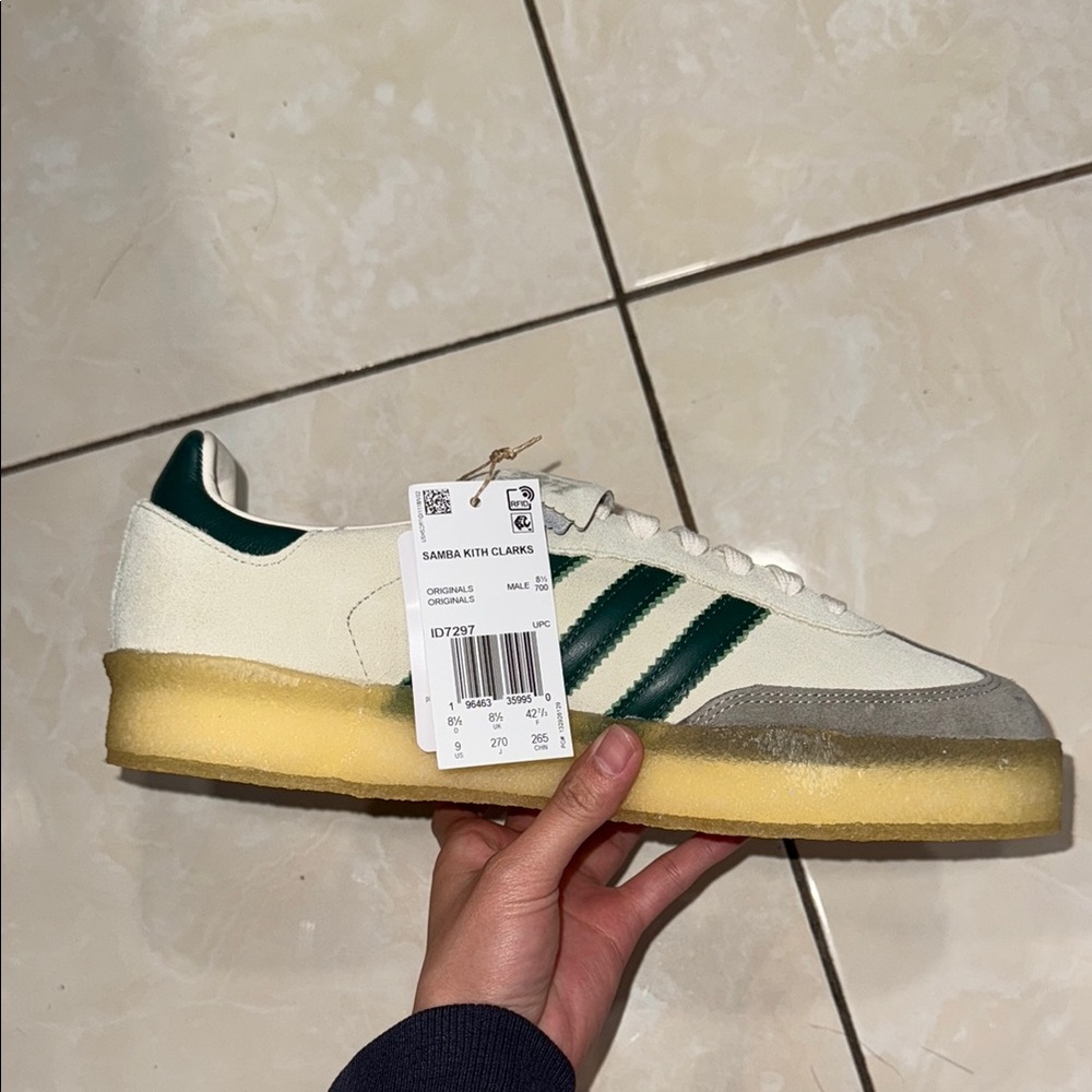 Adidas Samba Sneakers in Cream and Green
